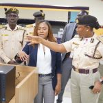 The Comptroller-General of Immigration, KN Nandap, pcc, mmis, fsmn, received the Honourable Minister of Interior, Dr. Olubunmi Tunji-Ojo, and the Permanent Secretary, Ministry of Interior, Dr. Magdalene Ajani, to the Service Headquarters in Abuja today, where they inspected the newly built Centralized Passport Personalization Center.