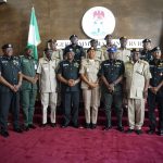 The Comptroller-General of the Nigeria Immigration Service, CGI KN Nandap, pcc, mmis, fsmn, fspsp, received the Inspector-General of Police, IGP Olatunji Rilwan Disu, psc+, NPM, accompanied by senior Police Officers, on a courtesy visit to the Service Headquarters in Abuja.